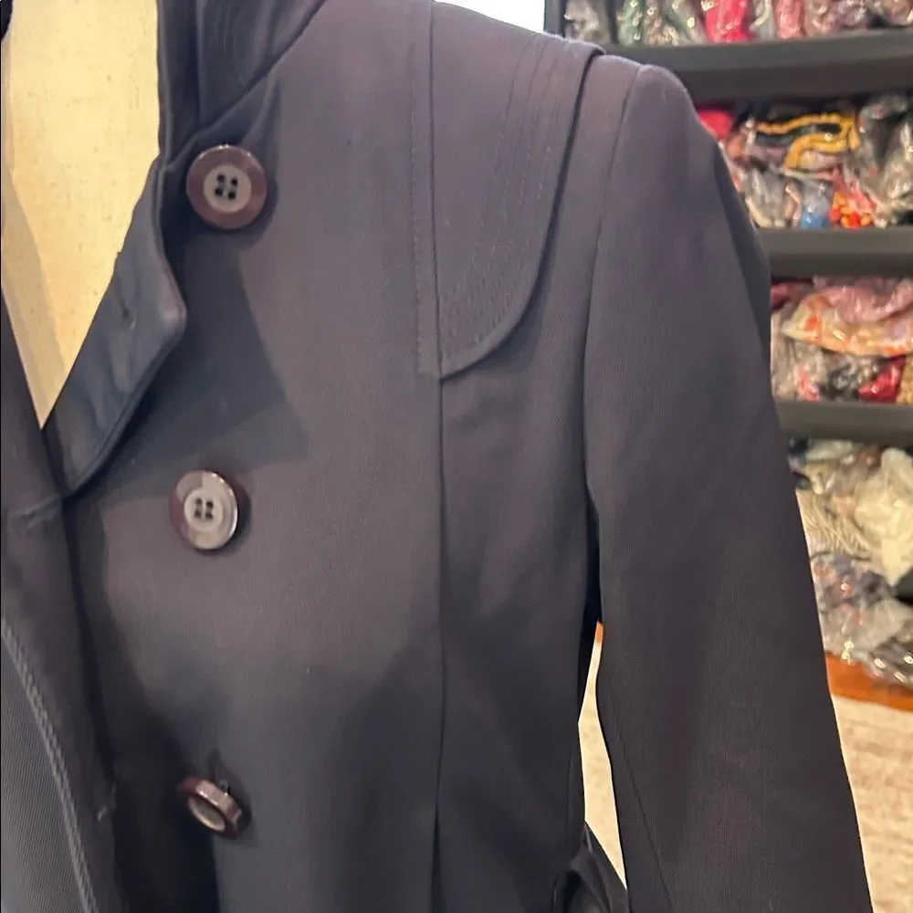Reiss dark blue double breasted coat-three-quarter length sleeves fully lined XS
